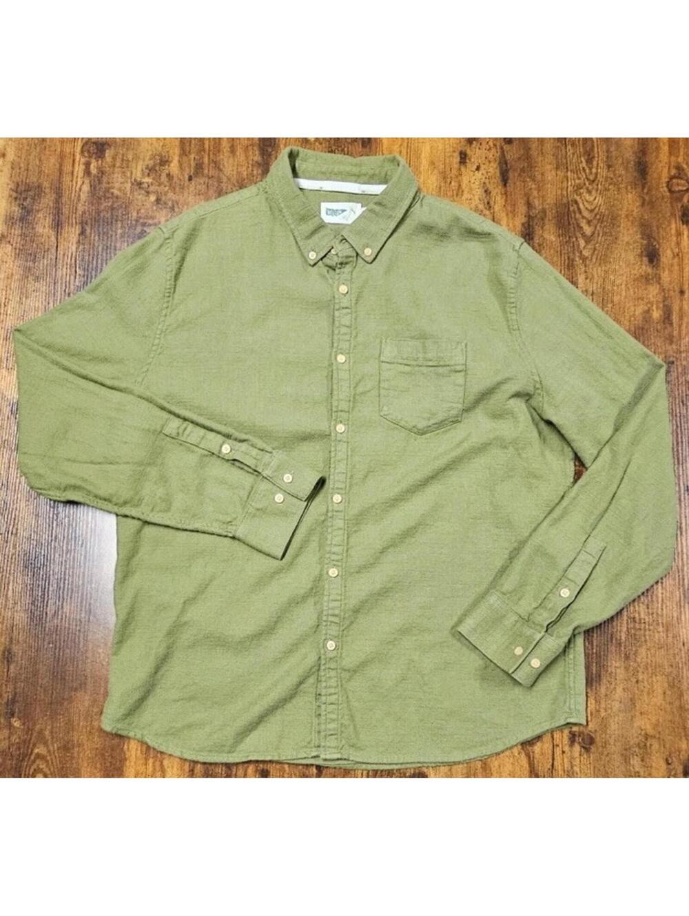 Wellen Shirt Mens XLarge Green Huckberry Organic Cotton‎ Button Down